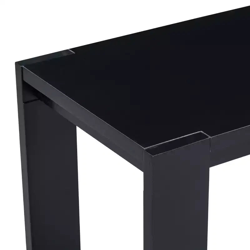 Table console longue minimaliste avec grande étagère inférieure, table d'entrée avec 4 pieds larges, table d'appoint pour salon, couloir, noir