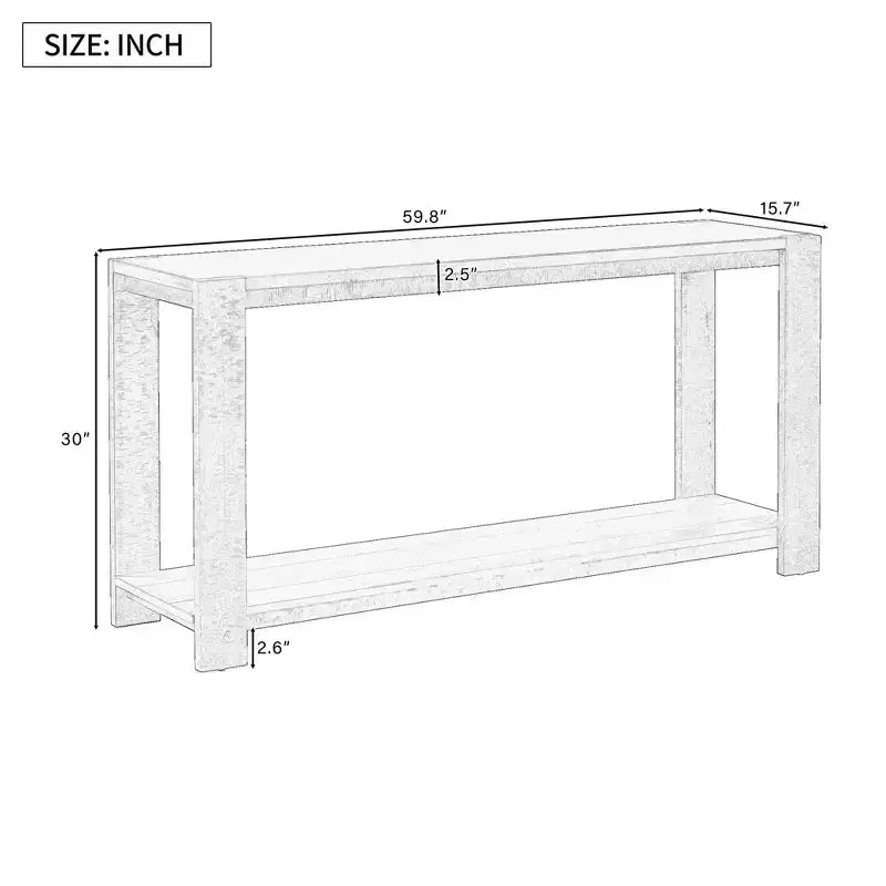 Table console longue minimaliste avec grande étagère inférieure, table d'entrée avec 4 pieds larges, table d'appoint pour salon, couloir, noir