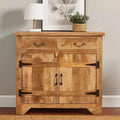 Royal Hampton 39 Inch Artisanal Farmhouse Style 2 Drawer Mango Wood Cabinet Console with 2 Door Storage