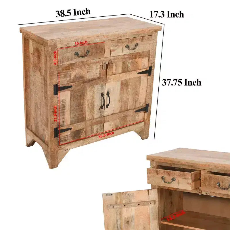 Meuble Artisanal en Bois de Mangue de Style Ferme de 39 Pouces