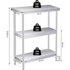 Établi en acier inoxydable, établi de cuisine commerciale avec étagère inférieure réglable, convient aux restaurants, hôtels, garages, à l'intérieur et à l'extérieur