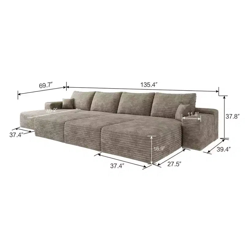 Grand canapé modulaire 135 Camel – 6 places