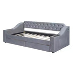 Lit de repos rembourré jumeau avec 2 tiroirs de rangement, accoudoirs et ports USB, canapé-lit à dossier touffeté pour salon