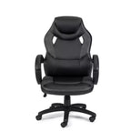 Chaise de bureau en similicuir noir, hauteur réglable, 38 po H