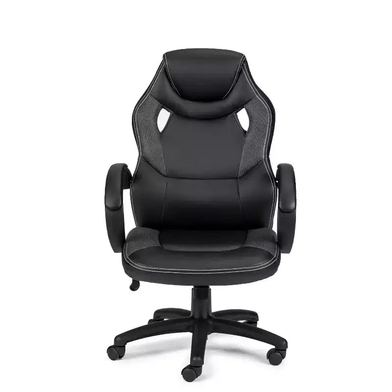 Chaise de bureau en similicuir noir, hauteur réglable, 38 po H