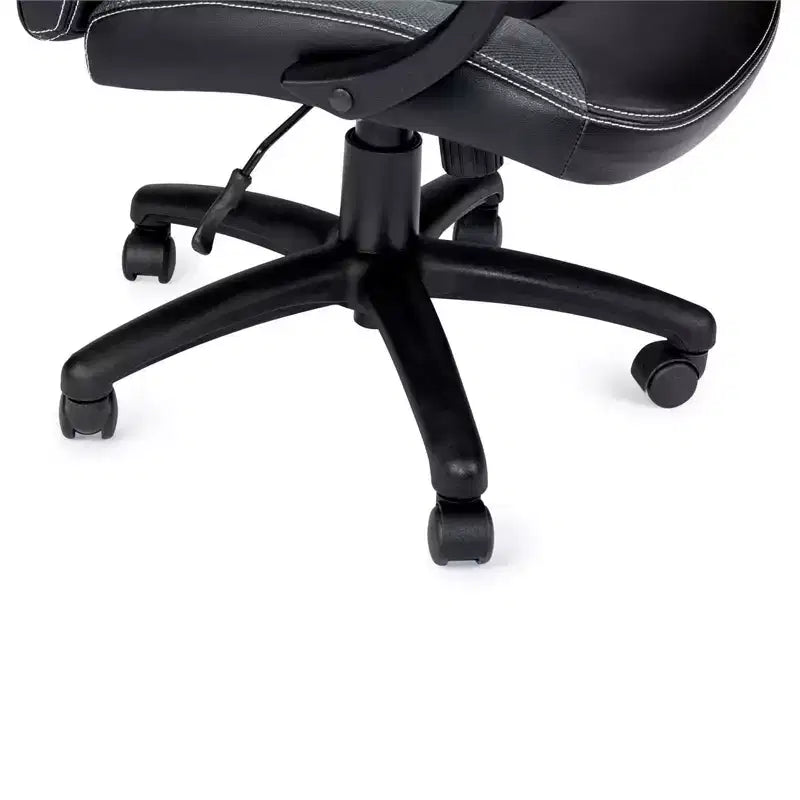 Chaise de bureau en similicuir noir, hauteur réglable, 38 po H