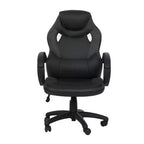 Chaise de bureau en similicuir noir, hauteur réglable, 38 po H