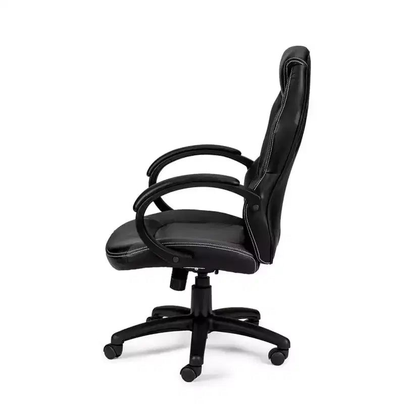 Chaise de bureau en similicuir noir, hauteur réglable, 38 po H