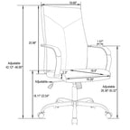 Chaise de bureau à hauteur réglable avec coussin gris, 33 po H