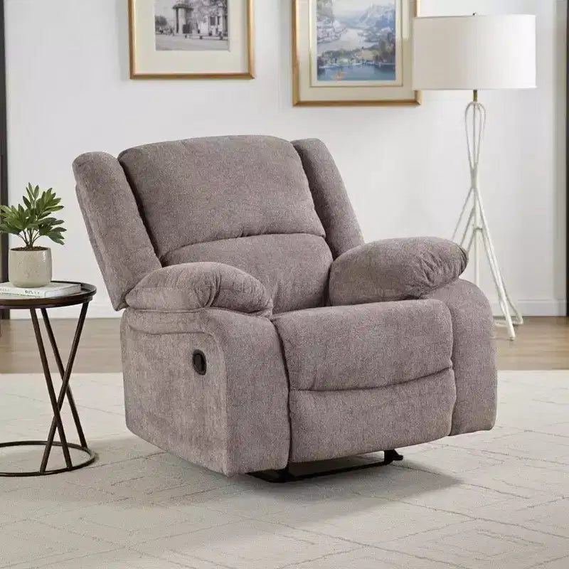Royal Hampton Manual Reclining Chair, Pillow Tufted, Mocha Gray Chenille