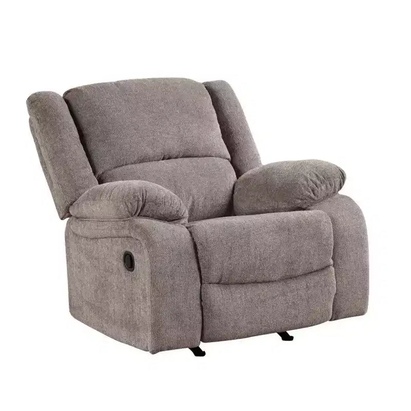 Fauteuil inclinable manuel, coussin capitonné, chenille gris mocha