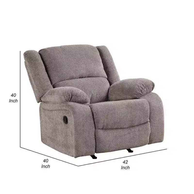 Fauteuil inclinable manuel, coussin capitonné, chenille gris mocha