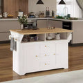 GDFStudio Lumi Modern Multifunctional Extendable Kitchen Island Cart with 5 Wheels, 2 Doors and 3 Drawers
