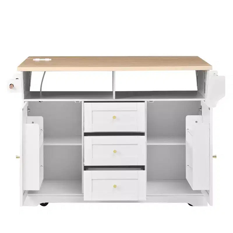 Îlot de cuisine roulant extensible multifonctionnel Lumi Modern