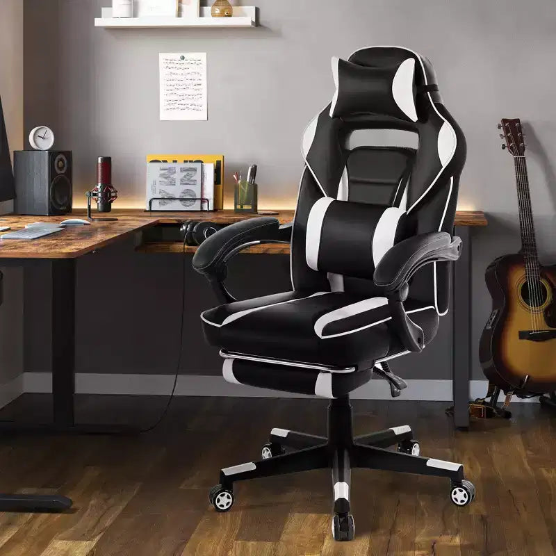 Chaise de bureau haute, chaise de direction en cuir à dossier haut pour gamer