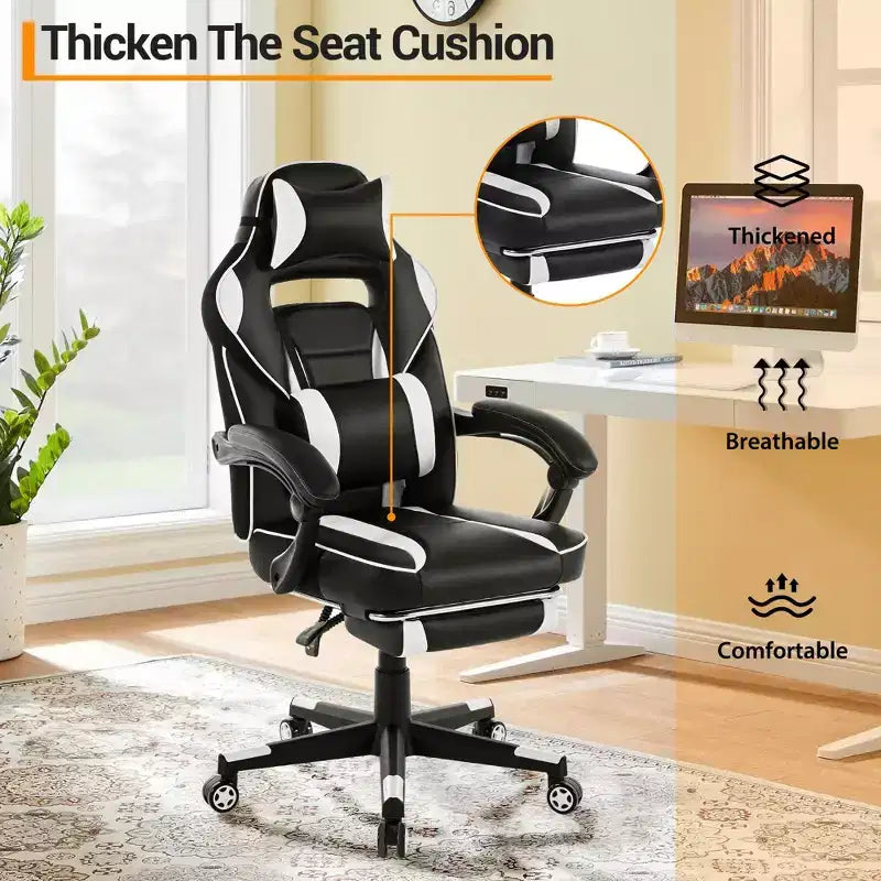 Chaise de bureau haute, chaise de direction en cuir à dossier haut pour gamer