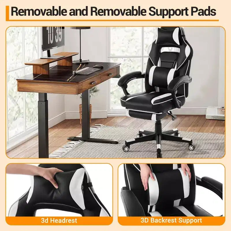 Chaise de bureau haute, chaise de direction en cuir à dossier haut pour gamer