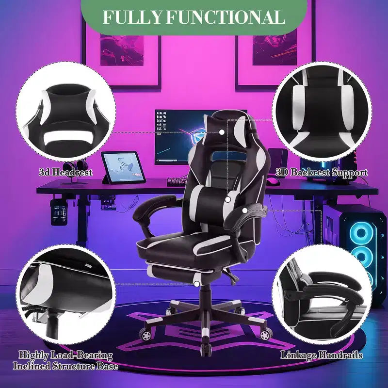 Chaise de bureau haute, chaise de direction en cuir à dossier haut pour gamer