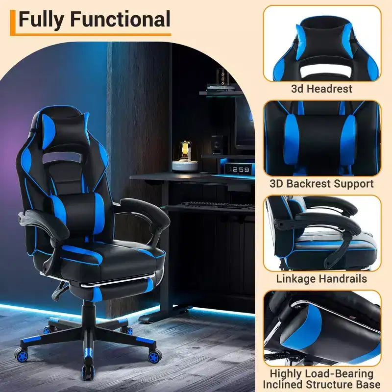 Chaise de bureau haute, chaise de direction en cuir à dossier haut pour gamer