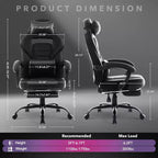 Chaise de bureau haute, chaise de direction en cuir à dossier haut pour gamer