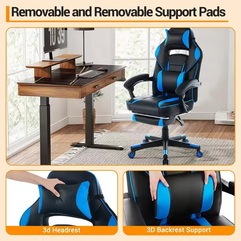 Chaise de bureau haute, chaise de direction en cuir à dossier haut pour gamer