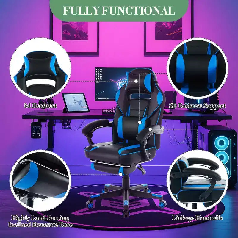 Chaise de bureau haute, chaise de direction en cuir à dossier haut pour gamer