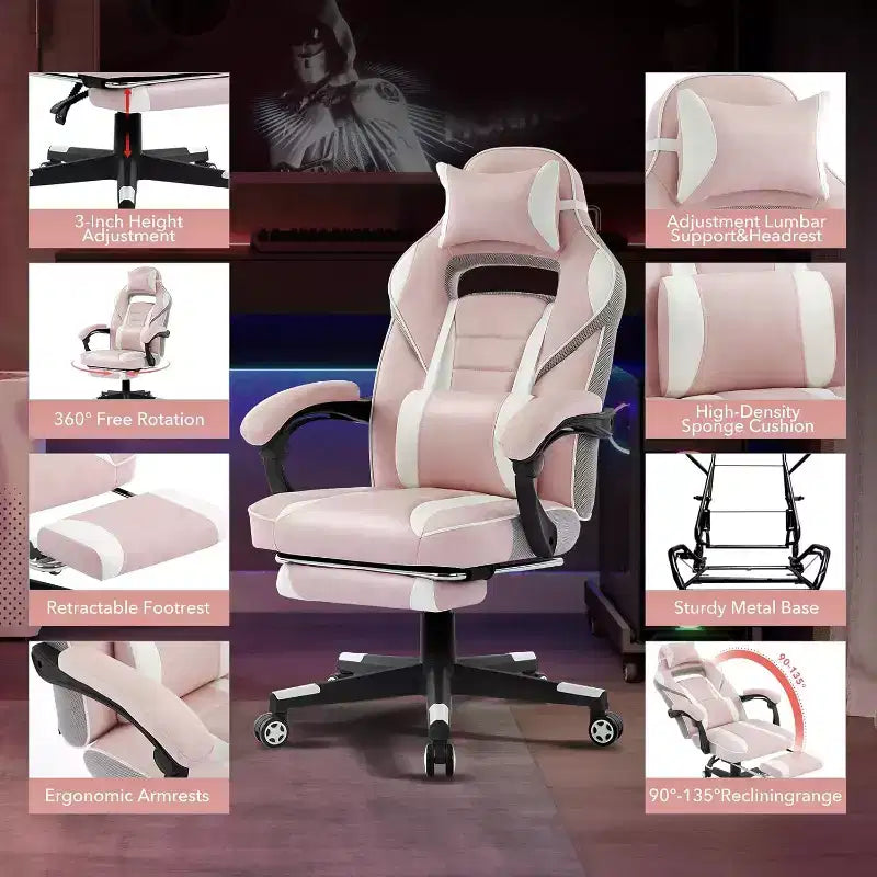 Chaise de bureau haute, chaise de direction en cuir à dossier haut pour gamer