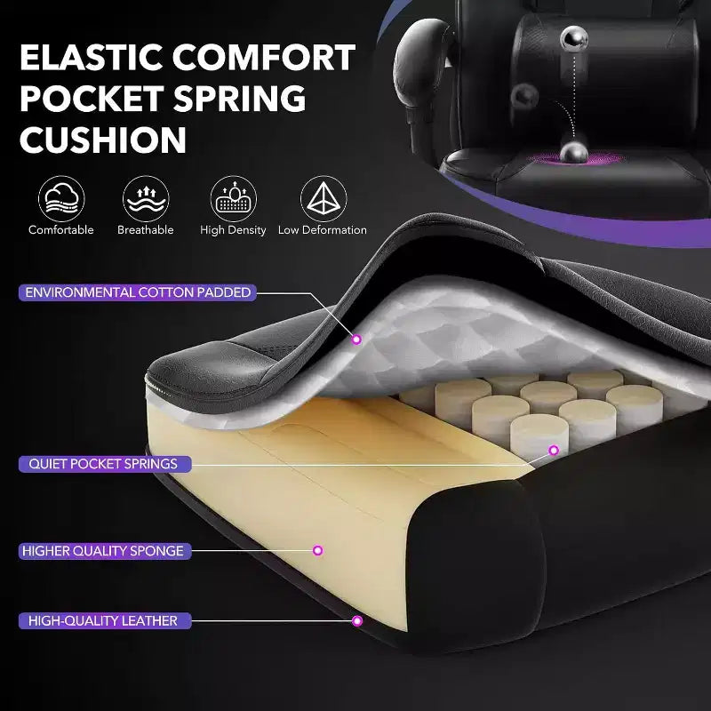 Chaise de bureau haute, chaise de direction en cuir à dossier haut pour gamer