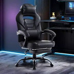 COZONY Tall Office Chair, High Back Leather Executive Gaming Chair with Footrest, Ergonomic Computer Chair with Lumbar Support, Headrest 360 Swivel