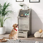 Station d'alimentation pour chien avec gamelles surélevées et meuble de rangement, mangeoire pour animaux et fournitures d'arrosage, organisateur de nourriture pour chien