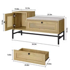 Show Storage Bench ,Shoe Bench with Storage, Entryway Bench with Flip Drawer Shoe Cabinet for Hallway and Bedroom, Natural Oak