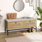 Banc de rangement pour chaussures, banc à chaussures avec rangement, banc d'entrée avec meuble à chaussures à tiroir basculant pour couloir et chambre, chêne naturel