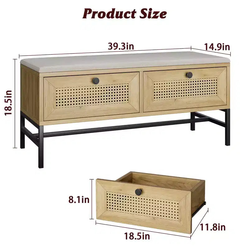 Banc de rangement pour chaussures, banc à chaussures avec rangement, banc d'entrée avec meuble à chaussures à tiroir basculant pour couloir et chambre, chêne naturel