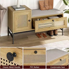 Banc de rangement pour chaussures, banc à chaussures avec rangement, banc d'entrée avec meuble à chaussures à tiroir basculant pour couloir et chambre, chêne naturel