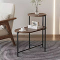 JVNOXK Small Coffee Tables 2-tier Modern Sofa Side Table with Wood Storage Shelf Living Room End Tables Nightstands (Walnut Brown)