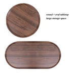 Petites tables basses Table d'appoint moderne à 2 niveaux avec étagère de rangement en bois Tables d'appoint de salon Tables de chevet (Noyer brun)
