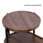 Petites tables basses Table d'appoint moderne à 2 niveaux avec étagère de rangement en bois Tables d'appoint de salon Tables de chevet (Noyer brun)