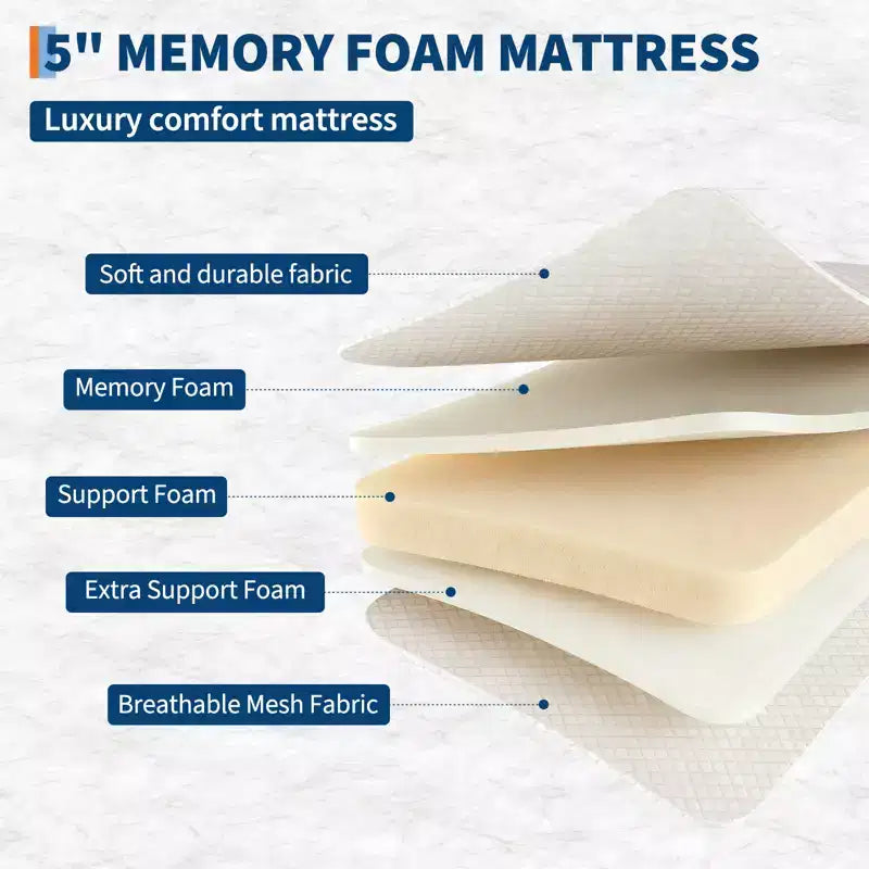 Lit pliant avec matelas, cadre métallique robuste, supporte jusqu'à 204 kg pour chambre d'amis ou bureau