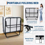 Lit pliant avec matelas, cadre métallique robuste, supporte jusqu'à 204 kg pour chambre d'amis ou bureau