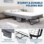 Lit pliant avec matelas, cadre métallique robuste, supporte jusqu'à 204 kg pour chambre d'amis ou bureau