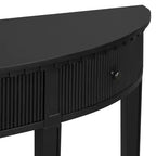Console cannelée avec rangement, table d'entrée en bois avec tiroir et quatre pieds, table de couloir demi-lune
