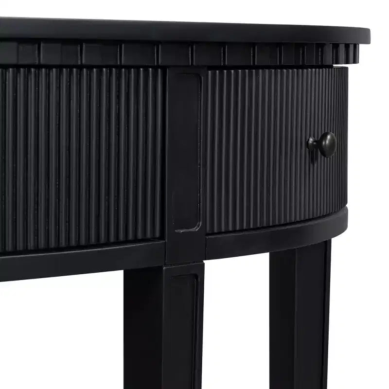 Console cannelée avec rangement, table d'entrée en bois avec tiroir et quatre pieds, table de couloir demi-lune