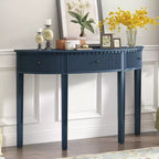 Console cannelée avec rangement, table d'entrée en bois avec tiroir et quatre pieds, table de couloir demi-lune