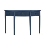Console cannelée avec rangement, table d'entrée en bois avec tiroir et quatre pieds, table de couloir demi-lune
