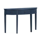 Console cannelée avec rangement, table d'entrée en bois avec tiroir et quatre pieds, table de couloir demi-lune
