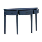 Console cannelée avec rangement, table d'entrée en bois avec tiroir et quatre pieds, table de couloir demi-lune