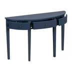 Console cannelée avec rangement, table d'entrée en bois avec tiroir et quatre pieds, table de couloir demi-lune