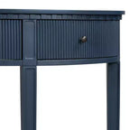 Console cannelée avec rangement, table d'entrée en bois avec tiroir et quatre pieds, table de couloir demi-lune