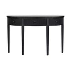 Console cannelée avec rangement, table d'entrée en bois avec tiroir et quatre pieds, table de couloir demi-lune