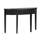 Console cannelée avec rangement, table d'entrée en bois avec tiroir et quatre pieds, table de couloir demi-lune